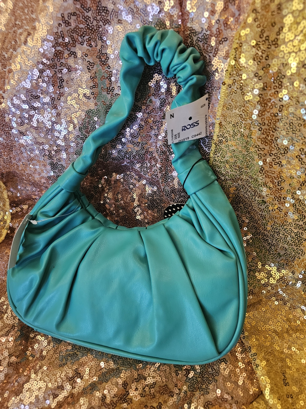 Ruched Shoulder Hobo Bag in Teal